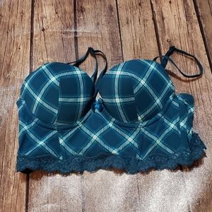 Nwot adore me green/ blue plaid bra